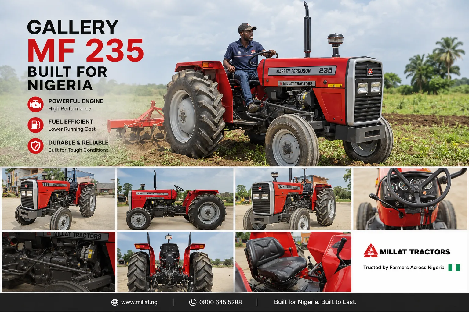 Massey Ferguson MF 235 tractor for sale in Kenya, Millat Tractors 50 HP 2WD farm tractor