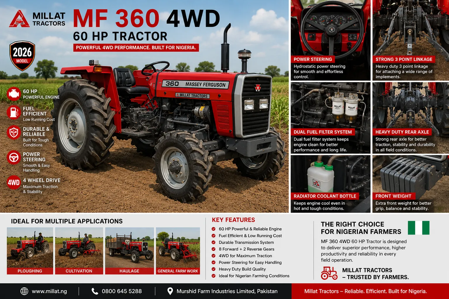 MF 360 4WD 60 HP Tractor for sale in Kenya