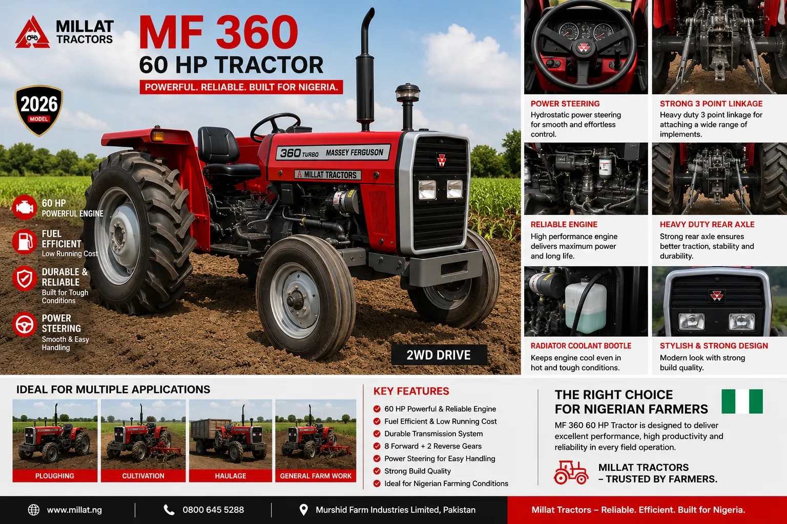 MF 360 60 HP tractor for sale in Kenya by Millat Tractors
