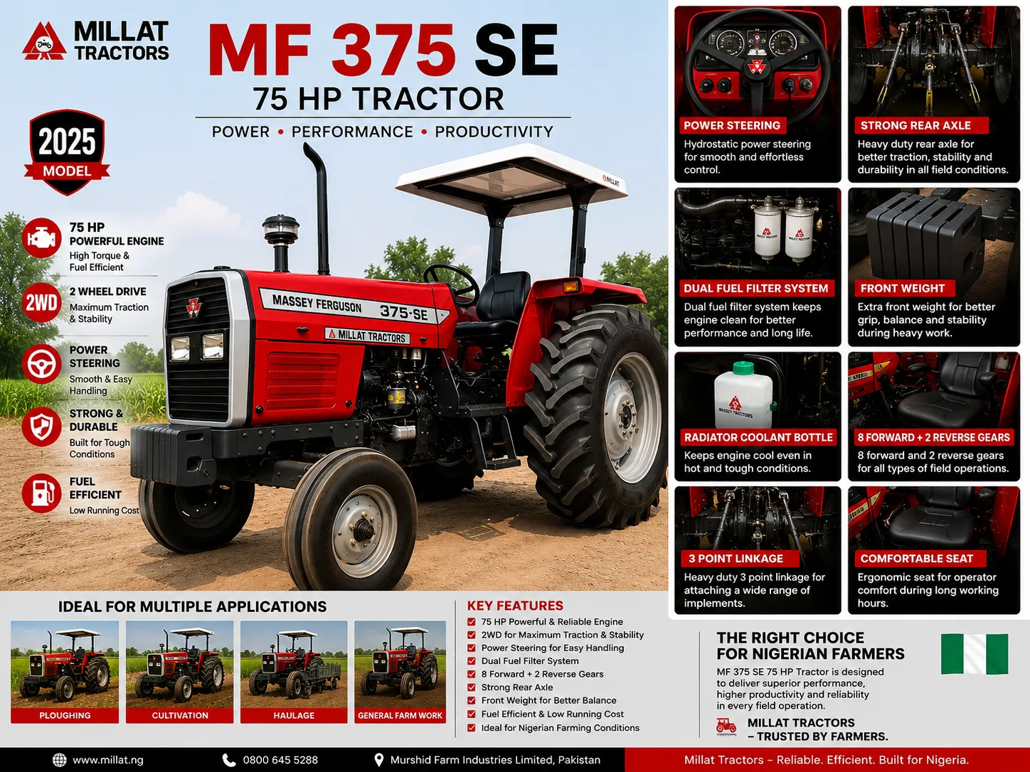 MF 375 SE 75 HP Tractor for sale in Kenya