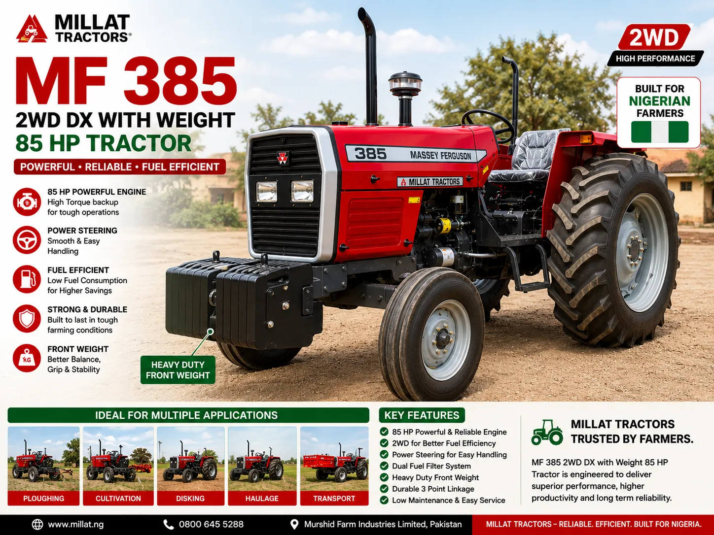 MF 385 DX with Weight 85 HP Tractor for sale in Kenya