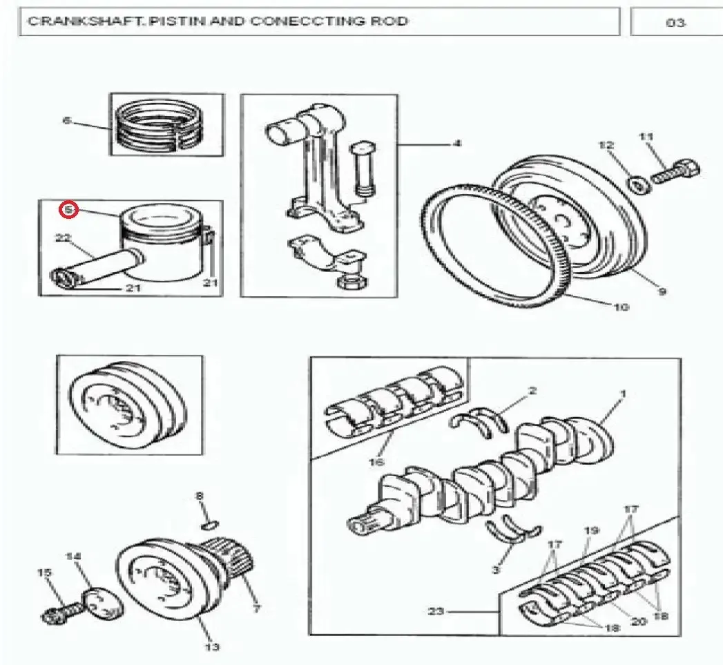Diagram reference for Millat Massey Ferguson Tractor Spare Part 9 PISTON 3851832191183219 - Massey Ferguson tractor spare part