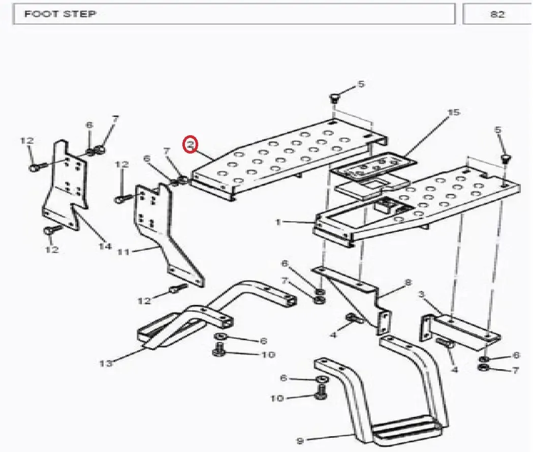 Diagram reference for Millat Massey Ferguson Tractor Spare Part 1 STEPPLATFORMRH 38530380111694027 - Massey Ferguson tractor spare part
