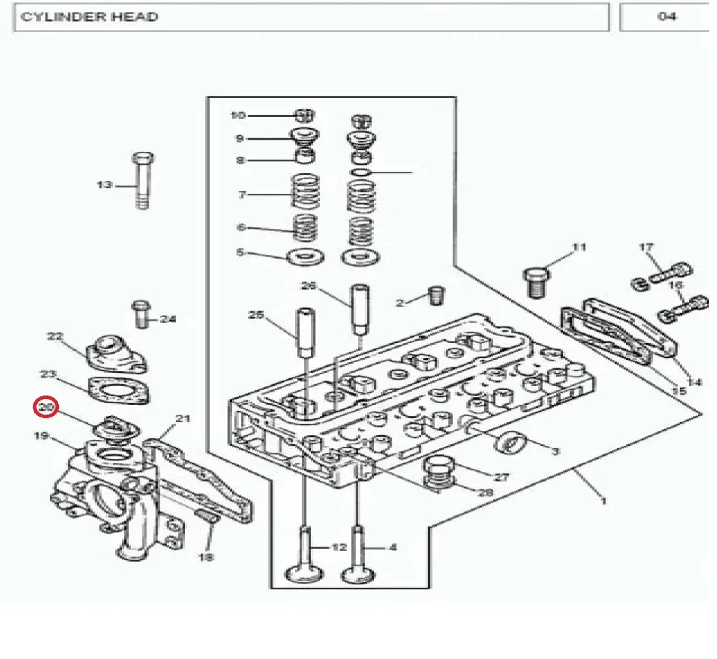 Diagram reference for Millat Massey Ferguson Tractor Spare Part 1 THERMOSTAT VALVE 37538518320112485613 L - Massey Ferguson tractor spare part