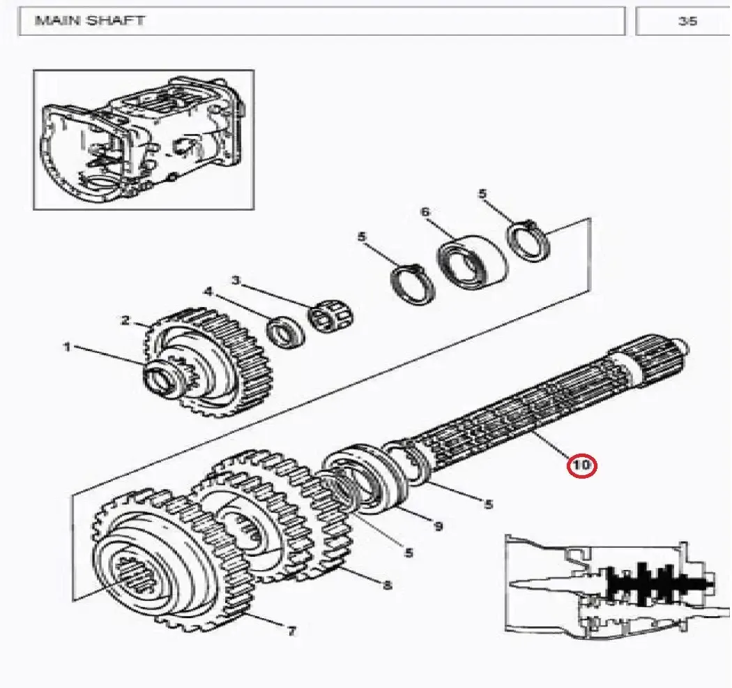 Diagram reference for Millat Massey Ferguson Tractor Spare Part 0 SHAFT MAIN 385375123070 - Massey Ferguson tractor spare part