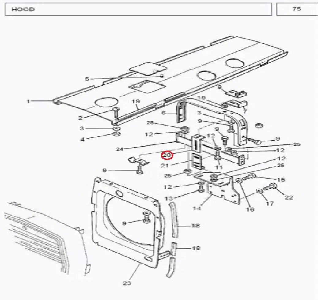 Diagram reference for Millat Massey Ferguson Tractor Spare Part 1 SUPPORT TOP 23311113612274 - Massey Ferguson tractor spare part