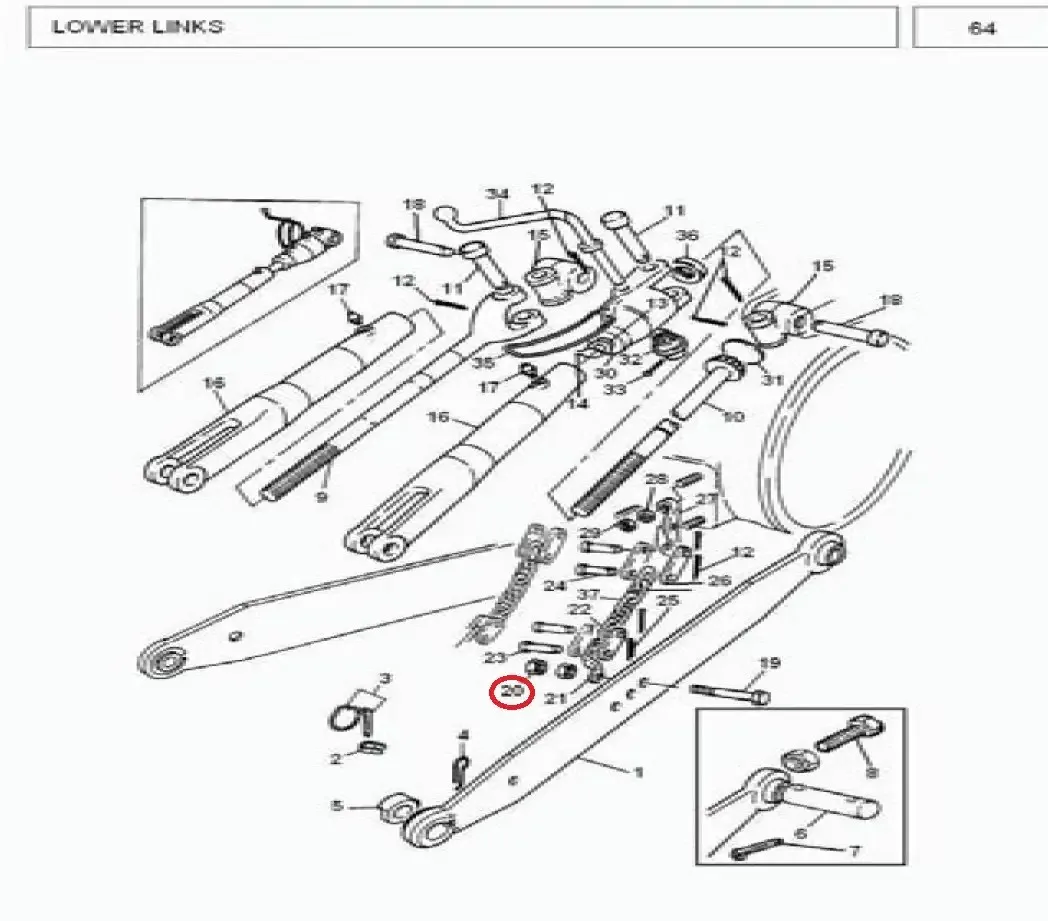 Diagram reference for Millat Massey Ferguson Tractor Spare Part 1 NUT LOCK 34 X 16 LOWERLINK 3852531311253131 - Massey Ferguson tractor spare part