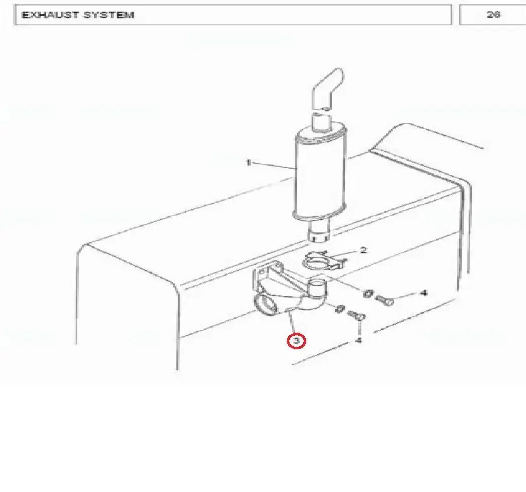 Diagram reference for Millat Massey Ferguson Tractor Spare Part 2 ELBOWSILENCER 2050021205002 - Massey Ferguson tractor spare part