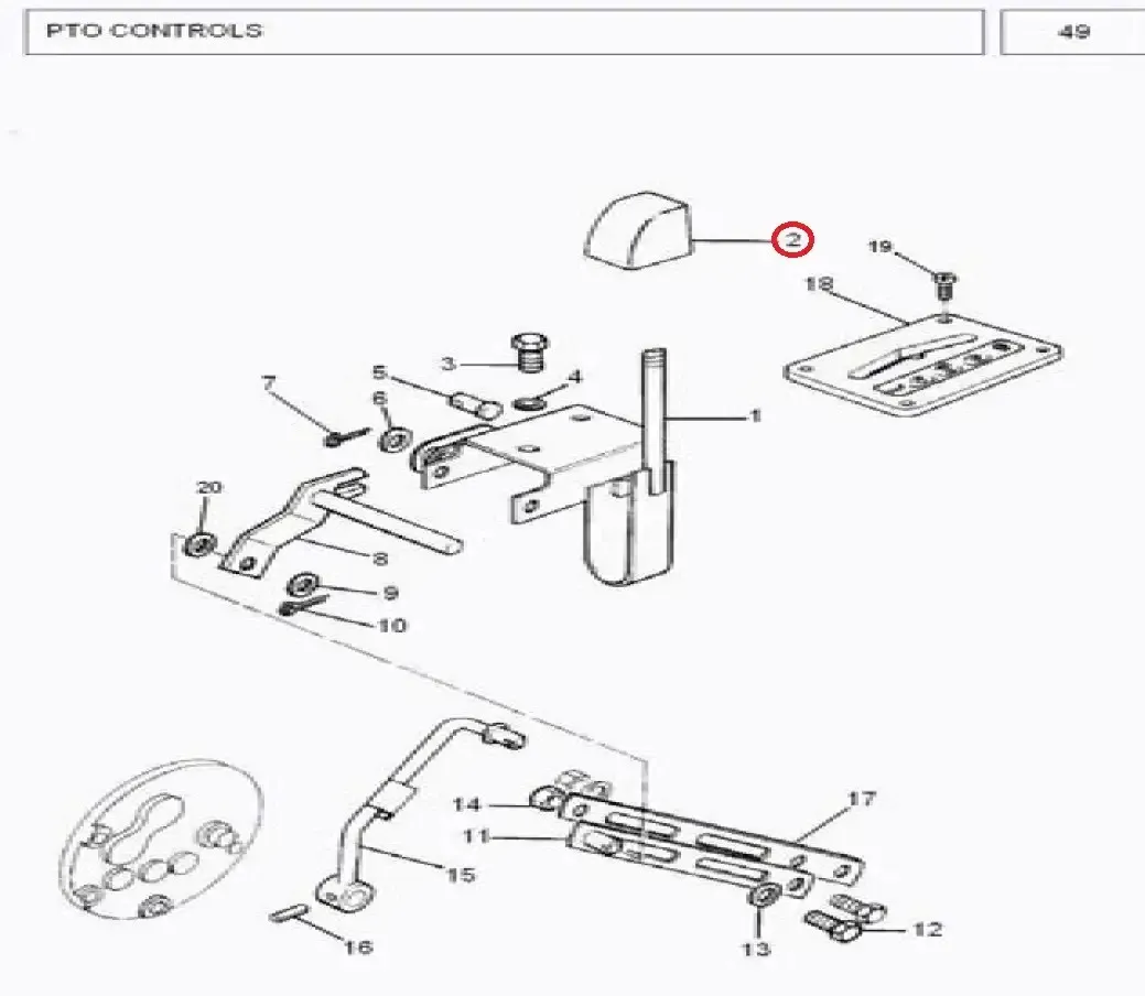 Diagram reference for Millat Massey Ferguson Tractor Spare Part 1 KNOBPTO LEVER 38571305113595275 - Massey Ferguson tractor spare part
