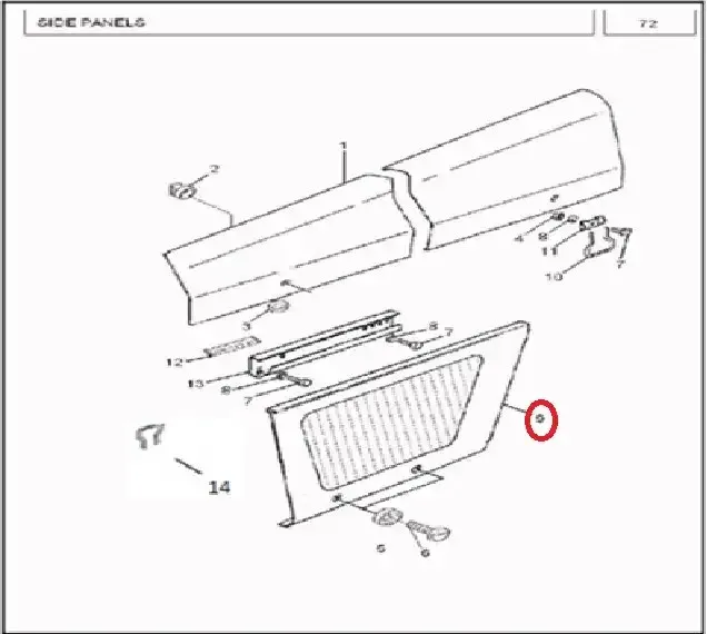Diagram reference for Millat Massey Ferguson Tractor Spare Part 4 SIDEGRILLLH MF 350 2380241238008 F - Massey Ferguson tractor spare part