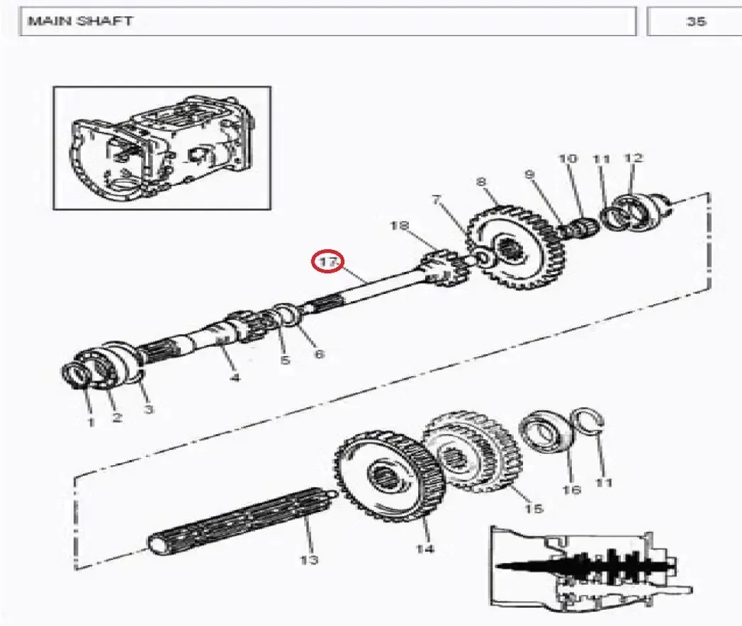 Diagram reference for Millat Massey Ferguson Tractor Spare Part 3 SHAFT MF 260 3601250031125003 - Massey Ferguson tractor spare part