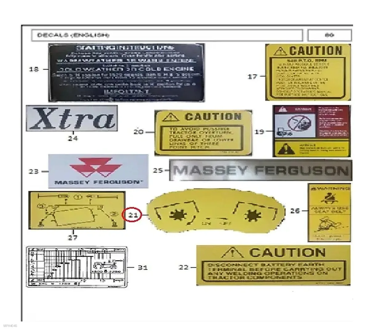Millat Massey Ferguson Tractor Spare Part DECALONOFF 33056133056 - Massey Ferguson tractor spare part