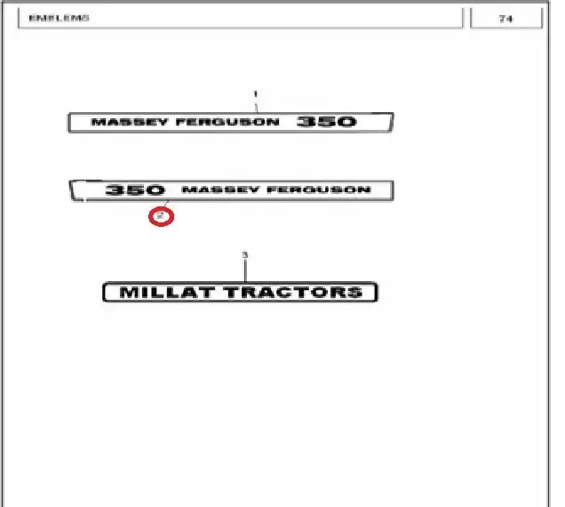 Diagram reference for Millat Massey Ferguson Tractor Spare Part 2 EMBLEMSIDEHOODLH MF 350 3380021338002 - Massey Ferguson tractor spare part