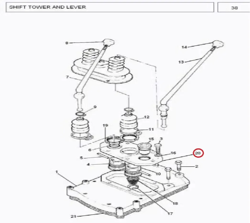 Diagram reference for Millat Massey Ferguson Tractor Spare Part 5 COVER GEAR LEVER 47300513597740 - Massey Ferguson tractor spare part
