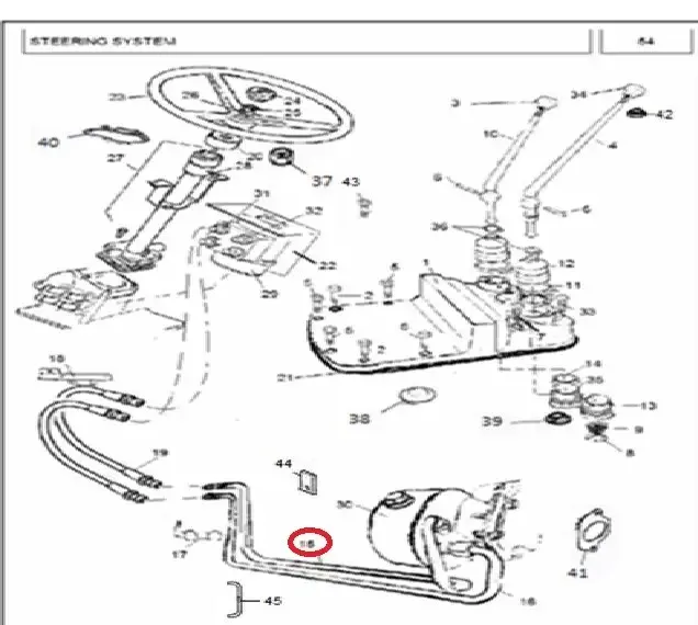 Diagram reference for Millat Massey Ferguson Tractor Spare Part 5 PIPE STEE RING RETURN 350 STEEL 168055 - Massey Ferguson tractor spare part