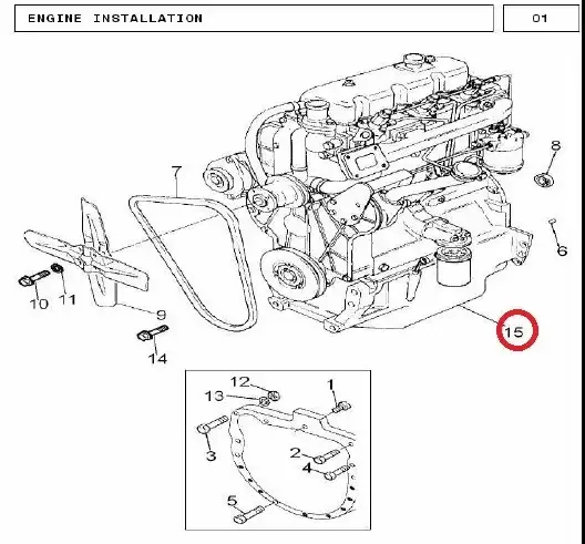 Diagram reference for Millat Massey Ferguson Tractor Spare Part 0 CYLINDERBLOCK 185000141423534 - Massey Ferguson tractor spare part