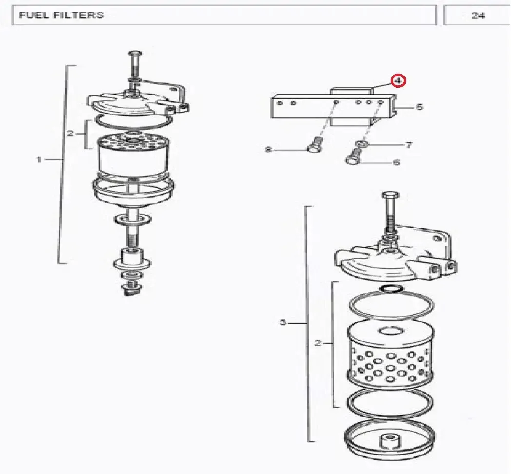 Diagram reference for Millat Massey Ferguson Tractor Spare Part 6 BRACKET FILTER CYLINDERBLOCK 1950061195006 - Massey Ferguson tractor spare part