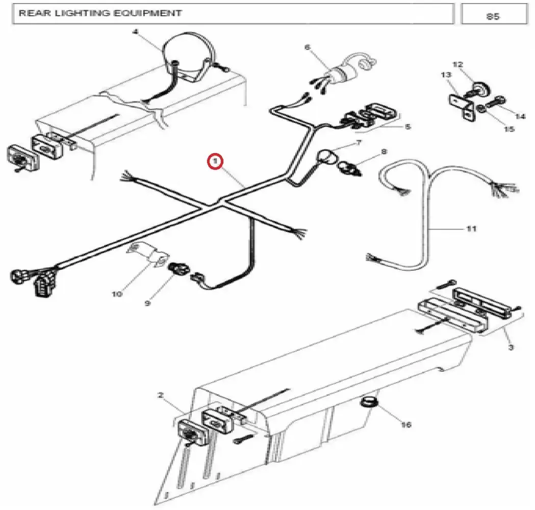 Diagram reference for Millat Massey Ferguson Tractor Spare Part 0 REARHARNESS 3732001373200 - Massey Ferguson tractor spare part
