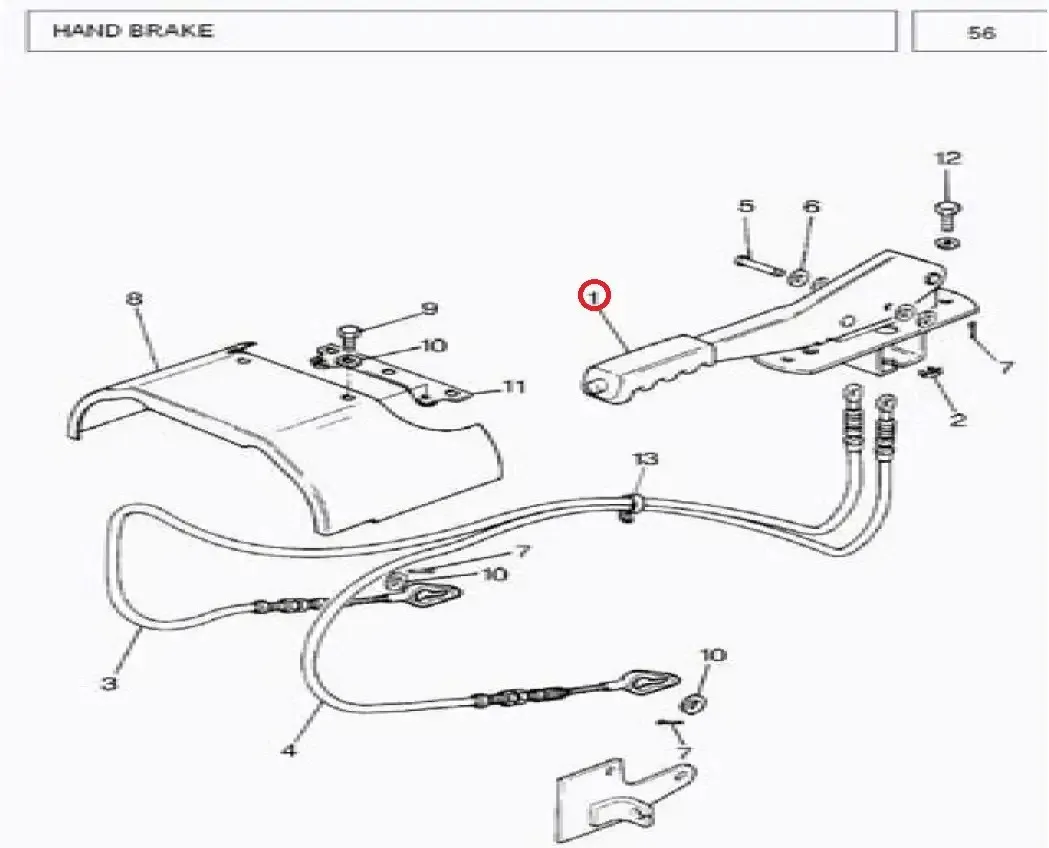 Diagram reference for Millat Massey Ferguson Tractor Spare Part 1 LEVER HANDBRAKE 74300111696646 - Massey Ferguson tractor spare part