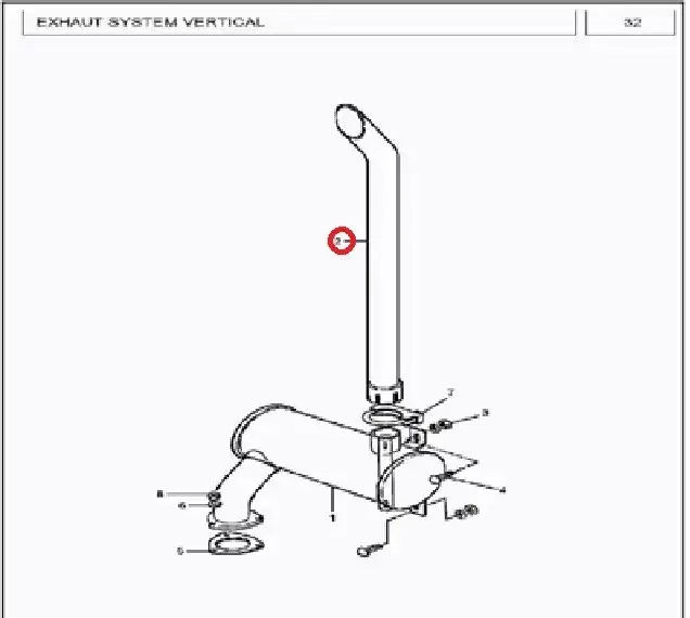 Diagram reference for Millat Massey Ferguson Tractor Spare Part 3 EXHAUST PIPE 3502080031208003 - Massey Ferguson tractor spare part