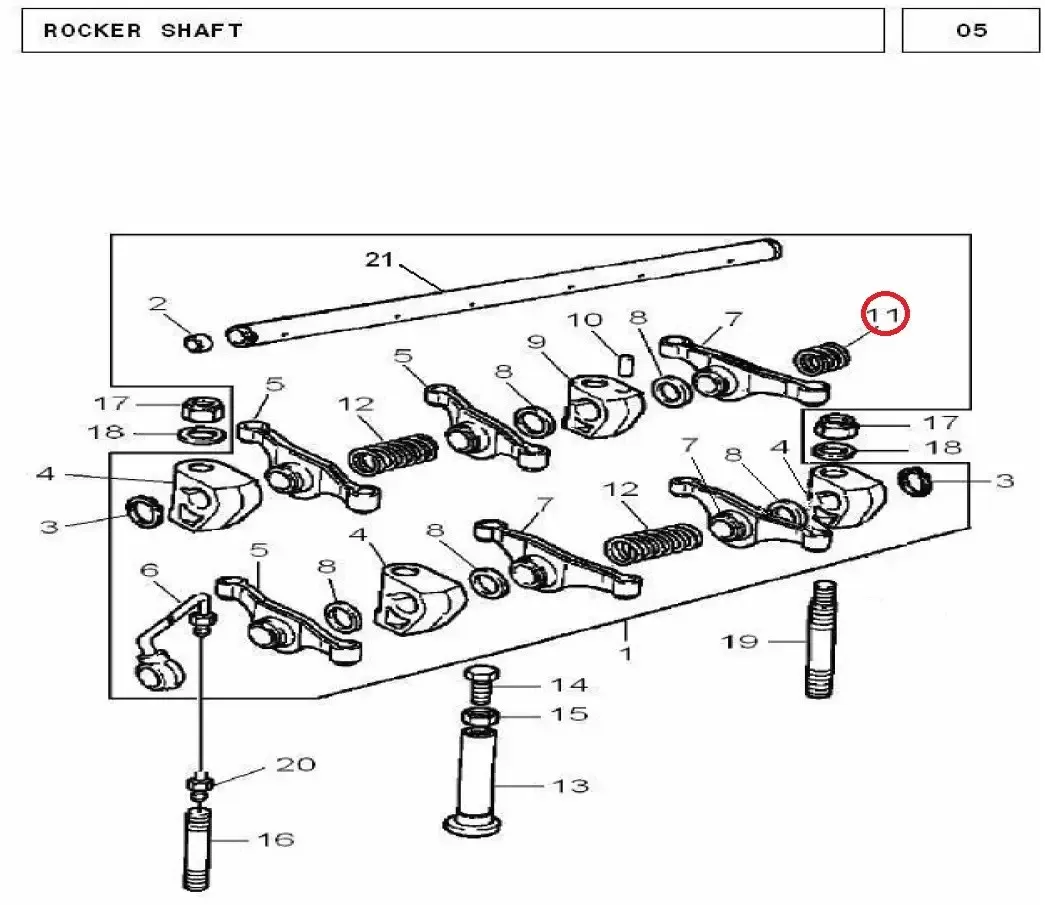 Diagram reference for Millat Massey Ferguson Tractor Spare Part SP RING R SHAFT 18629118629 - Massey Ferguson tractor spare part