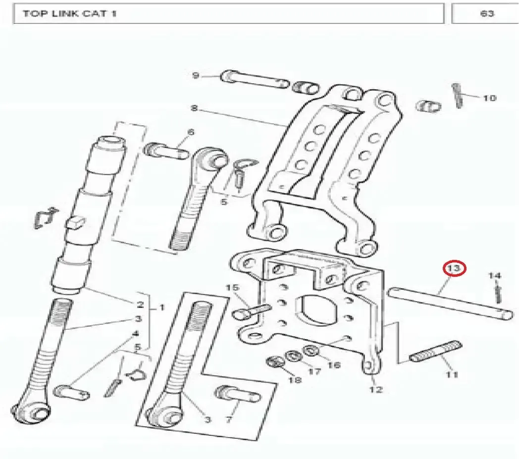 Diagram reference for Millat Massey Ferguson Tractor Spare Part 0 PIN CONTROLBEAM 2530201253020 L - Massey Ferguson tractor spare part
