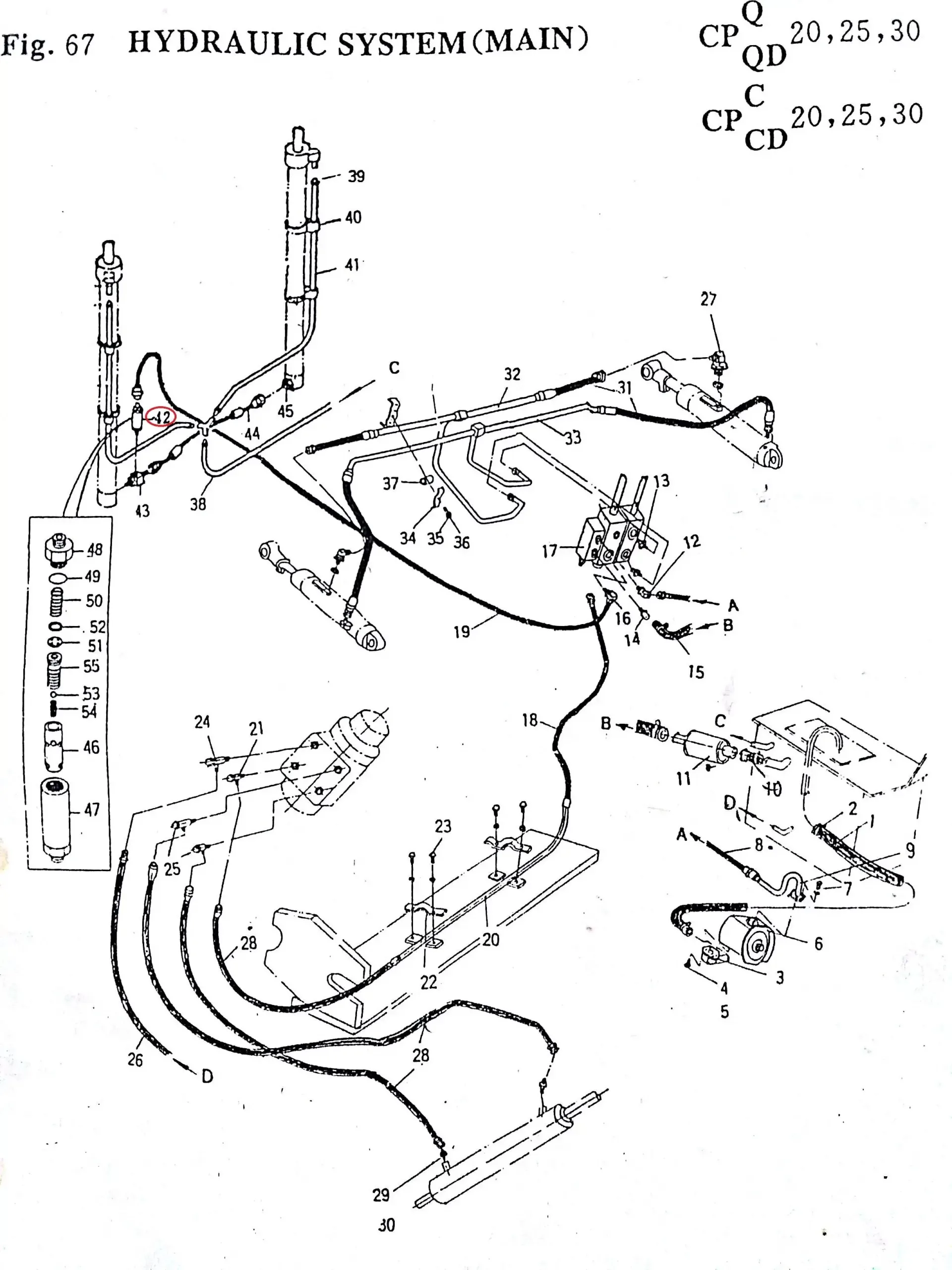 Diagram reference for Millat Massey Ferguson Tractor Spare Part 2 FLOWREGULATOR 2710528 D 28 B 60201 H - Massey Ferguson tractor spare part