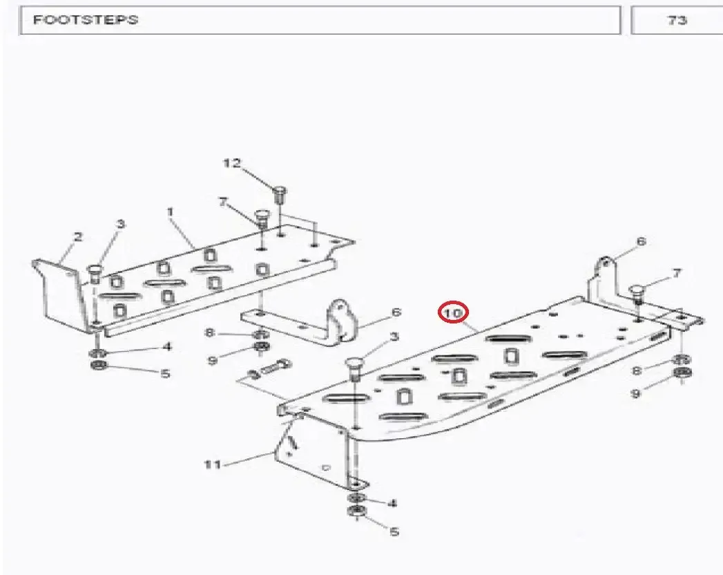 Diagram reference for Millat Massey Ferguson Tractor Spare Part STEPPLATFORMLH MF 240 260304501897262 F - Massey Ferguson tractor spare part