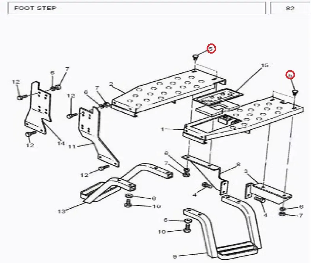 Diagram reference for Millat Massey Ferguson Tractor Spare Part 2 CARRIAGE BOLT M 8 X 203030821303082 - Massey Ferguson tractor spare part