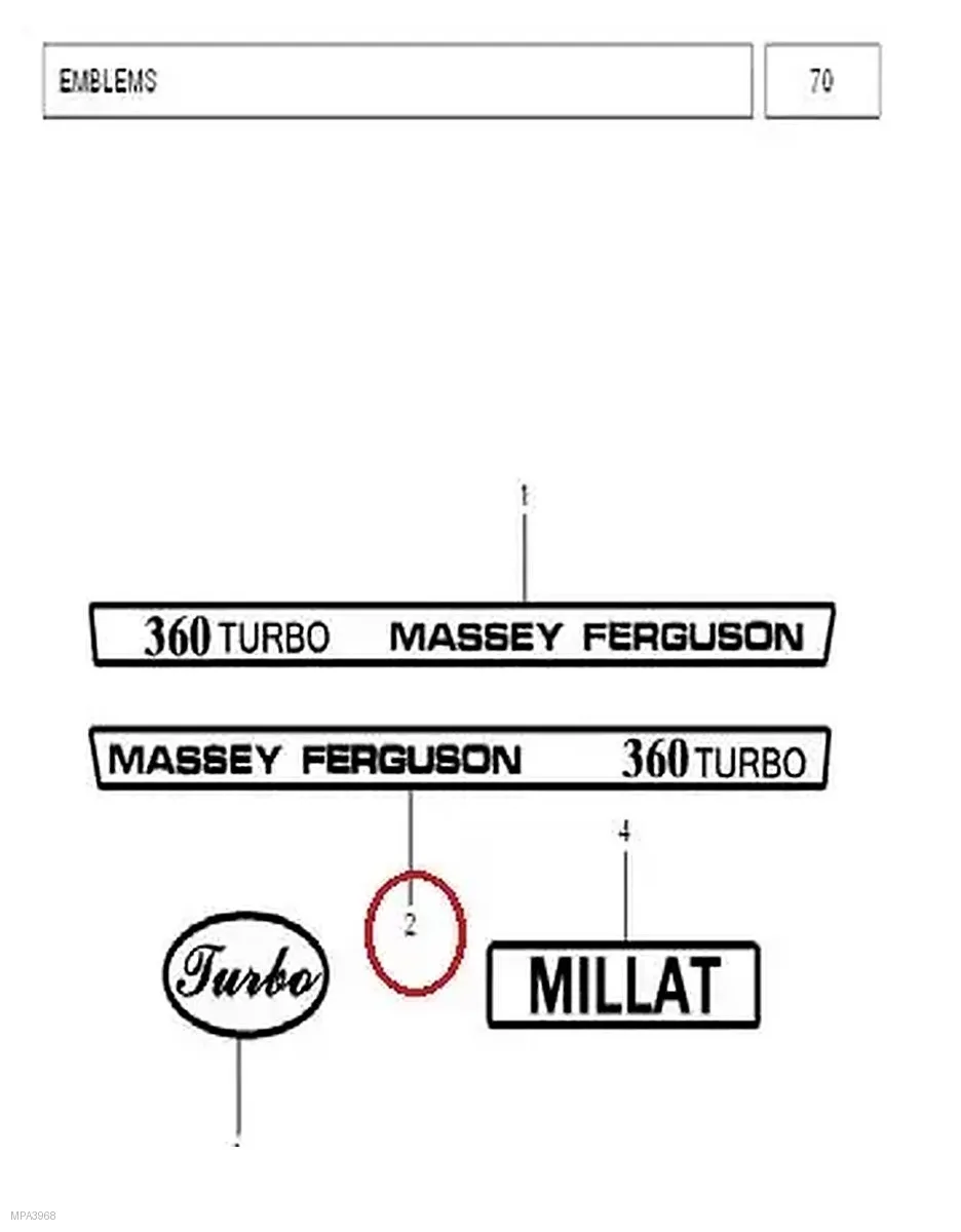 Millat Massey Ferguson Tractor Spare Part 5 EMBLEMHOODLH MF 360 3350151335015 - Massey Ferguson tractor spare part