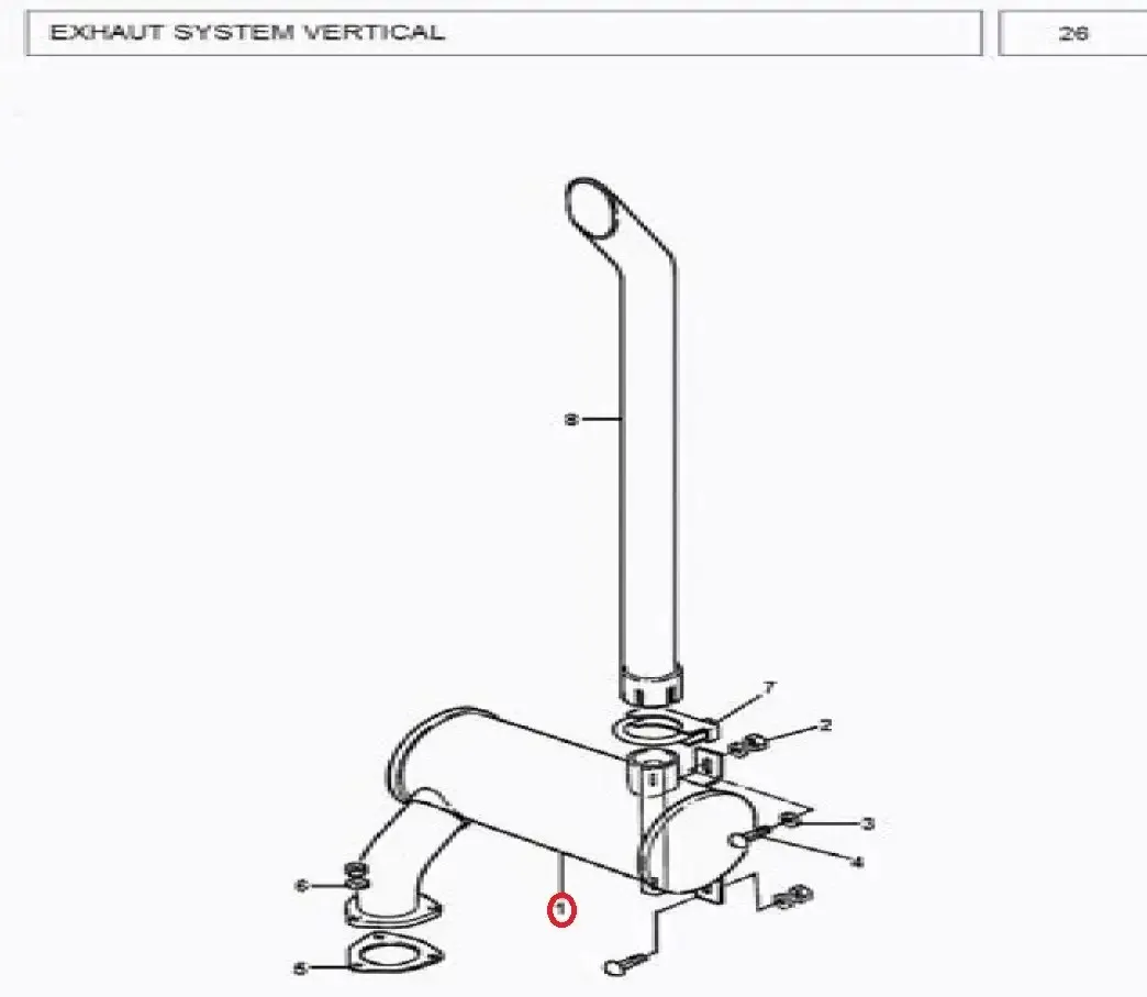 Diagram reference for Millat Massey Ferguson Tractor Spare Part 1 SILENCER 20300111694961 - Massey Ferguson tractor spare part
