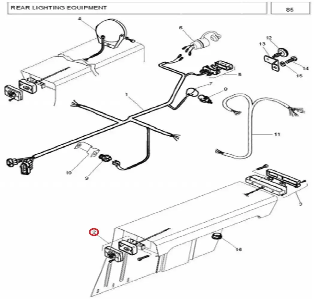 Diagram reference for Millat Massey Ferguson Tractor Spare Part 8 LAMPFRONT 3433081343308 - Massey Ferguson tractor spare part