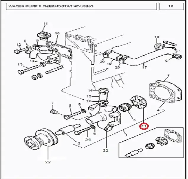 Diagram reference for Millat Massey Ferguson Tractor Spare Part IMPELLER - Massey Ferguson tractor spare part