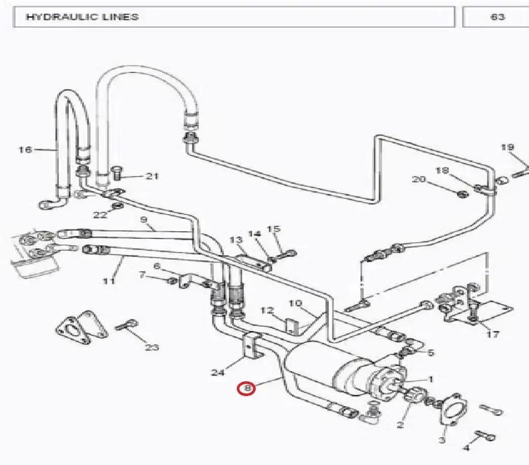 Diagram reference for Millat Massey Ferguson Tractor Spare Part 2 ASSYTUBE 243062125776 L - Massey Ferguson tractor spare part
