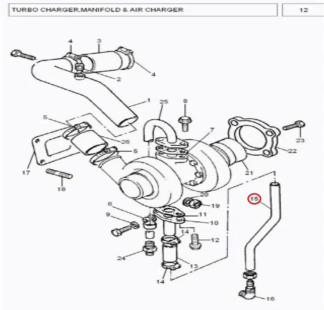 Diagram reference for Millat Massey Ferguson Tractor Spare Part 3 PIPE TURBO 1850331185033 - Massey Ferguson tractor spare part