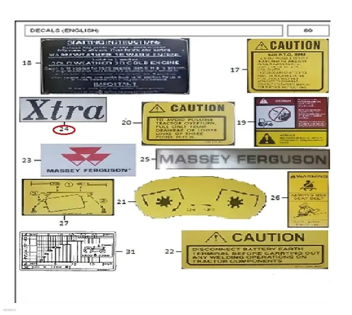 Millat Massey Ferguson Tractor Spare Part DECALXTRA 3307916249151 - Massey Ferguson tractor spare part