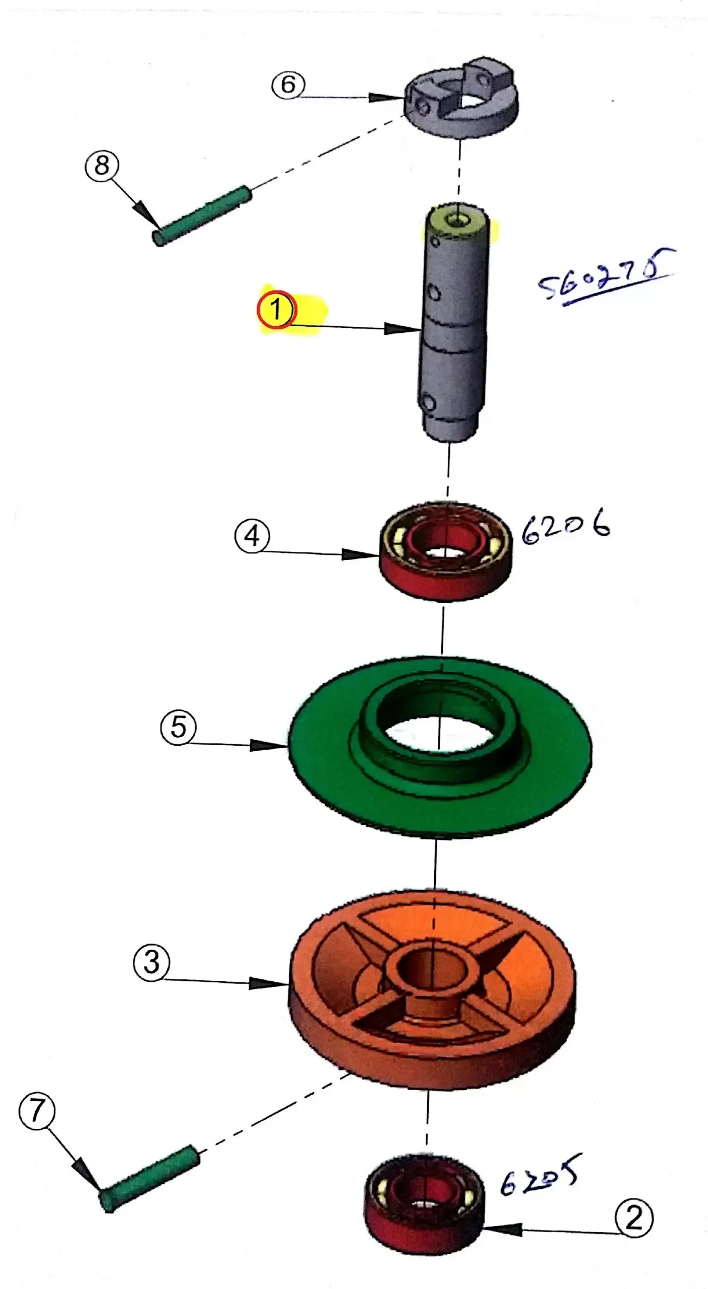 Diagram reference for Millat Massey Ferguson Tractor Spare Part 5 SHAFT OFHELICOIDALCROWNJF 90 Z 5602755560275 - Massey Ferguson tractor spare part