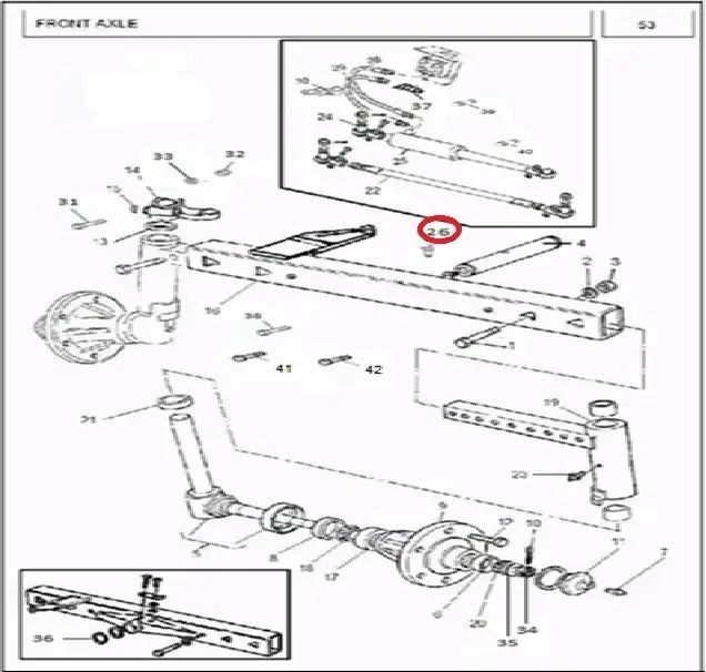 Diagram reference for Millat Massey Ferguson Tractor Spare Part 5 BOLT SPECIALWITH NUT PIN PIVOT 14600516249272 - Massey Ferguson tractor spare part