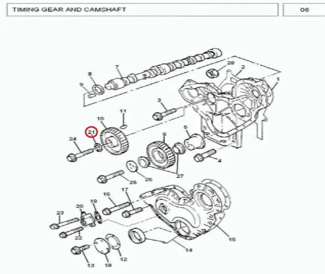 Diagram reference for Millat Massey Ferguson Tractor Spare Part 1 WASHER CAM SHAFT 1830311183031 - Massey Ferguson tractor spare part