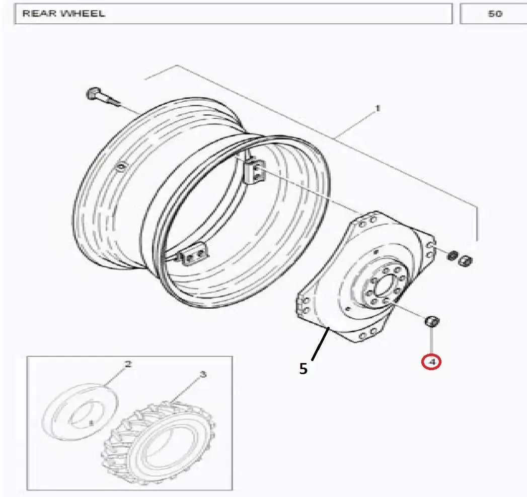 Diagram reference for Millat Massey Ferguson Tractor Spare Part 0 NUT RWHEEL 1530101847417 - Massey Ferguson tractor spare part