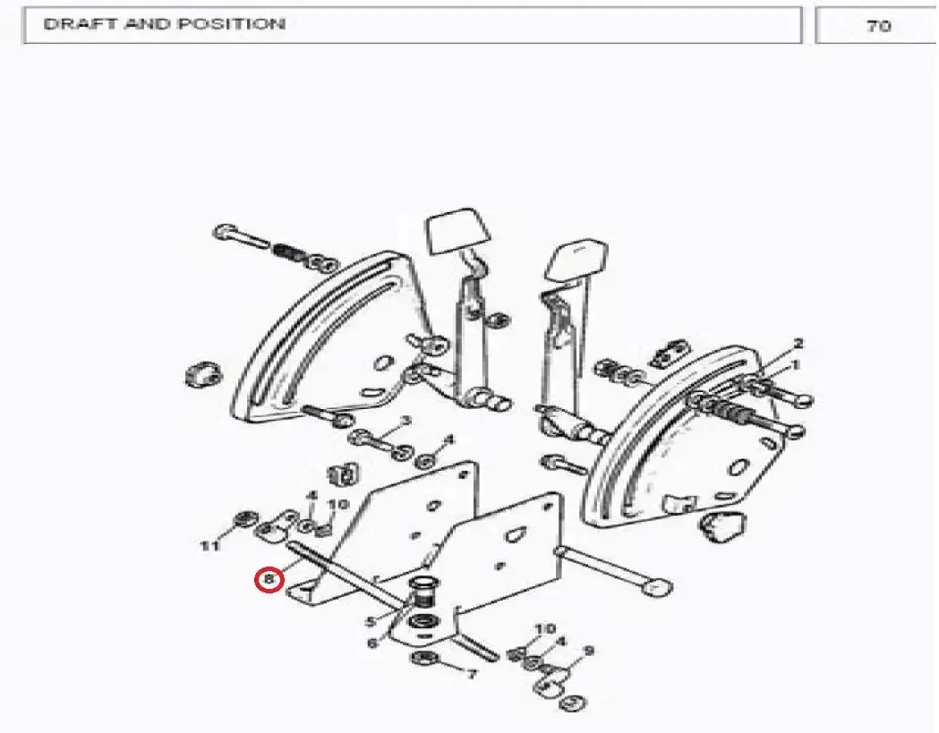 Diagram reference for Millat Massey Ferguson Tractor Spare Part 0 ROD QUADRANTASSY 75302013598361 - Massey Ferguson tractor spare part
