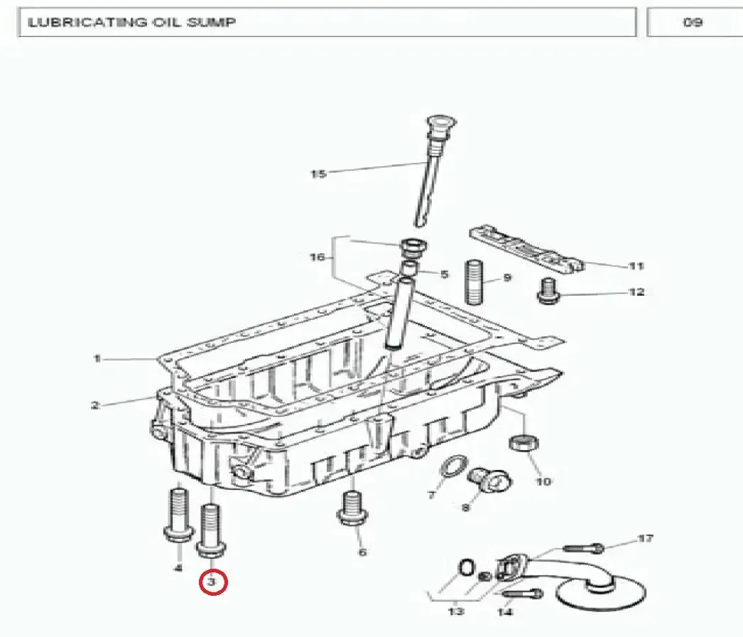 Diagram reference for Millat Massey Ferguson Tractor Spare Part 5 CHAMBER BOLT 38518317512314 H 022 - Massey Ferguson tractor spare part