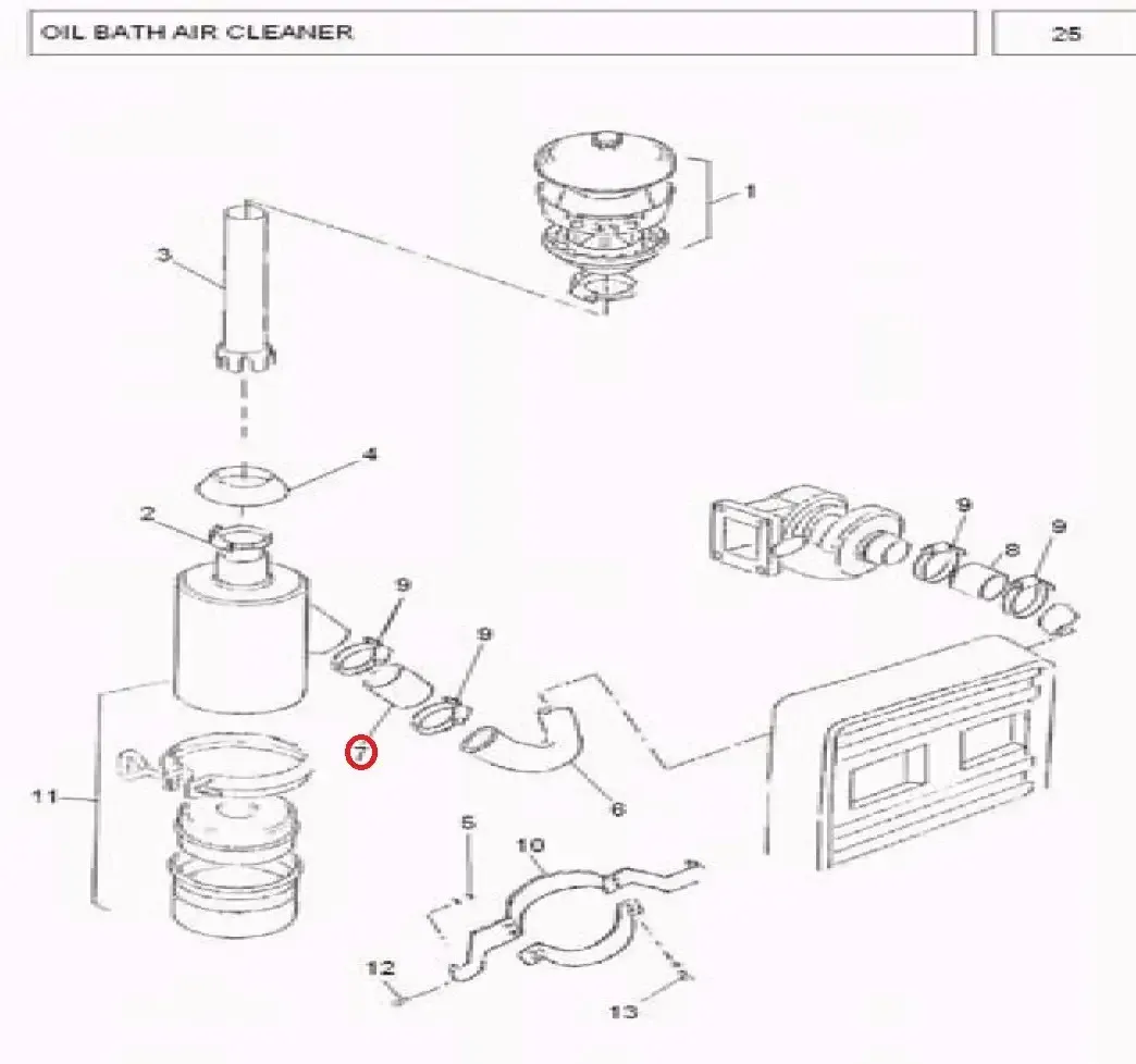 Diagram reference for Millat Massey Ferguson Tractor Spare Part 5 HOSE AIR CLEANER 4550051455005 - Massey Ferguson tractor spare part