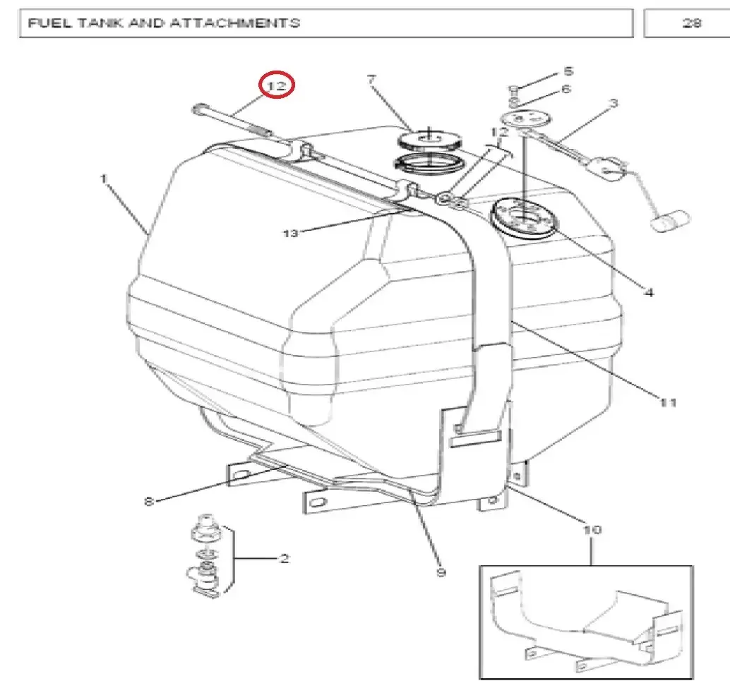 Diagram reference for Millat Massey Ferguson Tractor Spare Part BOLT BRACKET FUELTANK 1907716249110 - Massey Ferguson tractor spare part