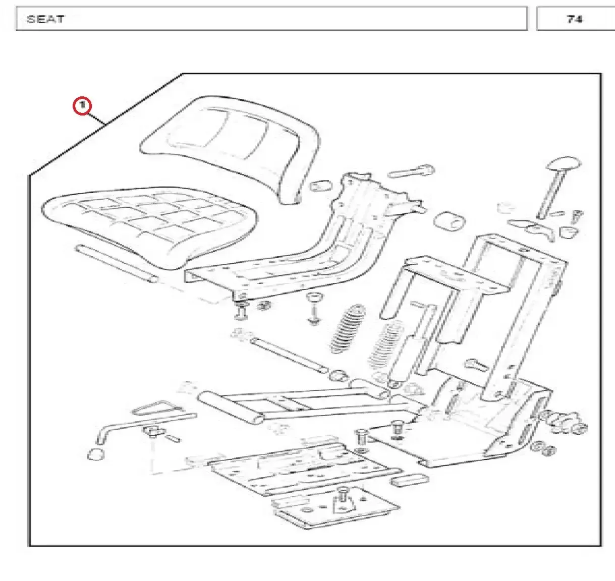 Diagram reference for Millat Massey Ferguson Tractor Spare Part GRAMMERSEAT 24026022110122110 - Massey Ferguson tractor spare part