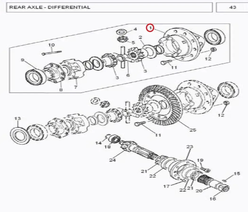 Diagram reference for Millat Massey Ferguson Tractor Spare Part 1 DIFFCASELH 3751031111103111 - Massey Ferguson tractor spare part