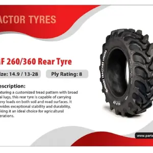 Millat Massey Ferguson Tractor Spare Part 2 REAR TYRE MF 260 149132815500211550028 PR - Massey Ferguson tractor spare part