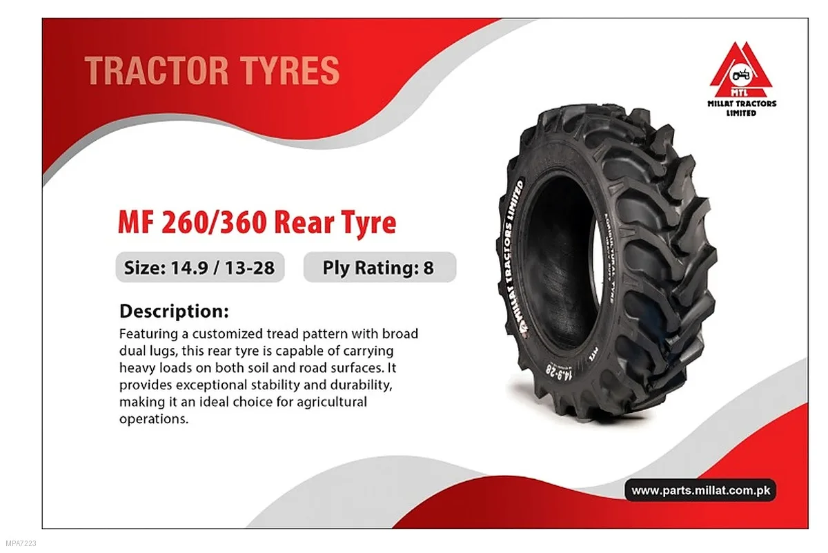 Millat Massey Ferguson Tractor Spare Part 2 REAR TYRE MF 260 149132815500211550028 PR - Massey Ferguson tractor spare part