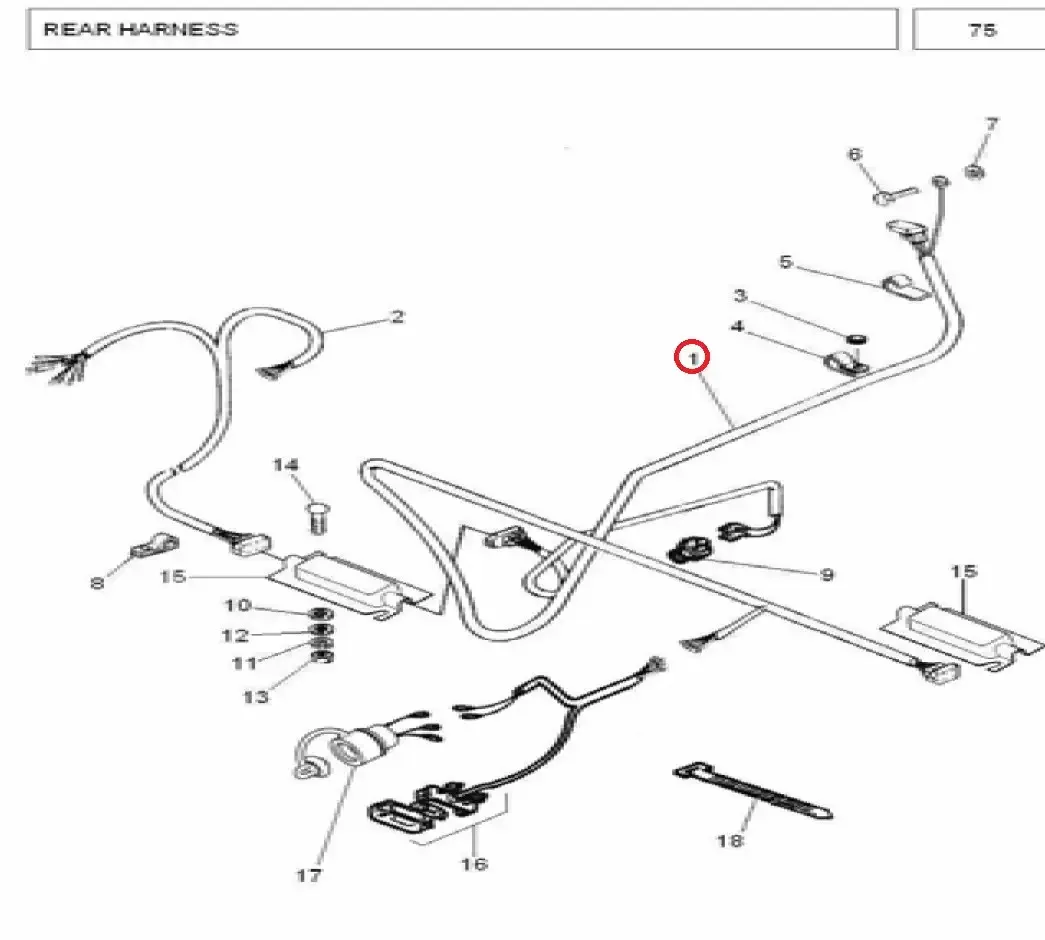 Diagram reference for Millat Massey Ferguson Tractor Spare Part ASSYHARNESSREAR 34016134016 - Massey Ferguson tractor spare part