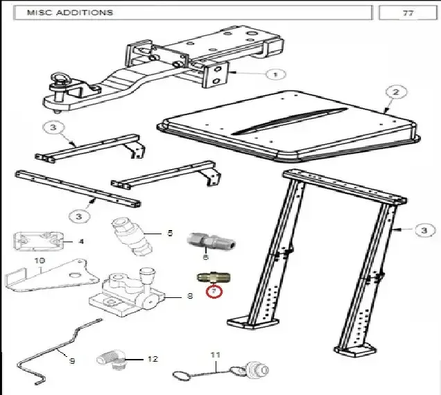 Diagram reference for Millat Massey Ferguson Tractor Spare Part CONNECTORTRAILER PIPE 27187127187 - Massey Ferguson tractor spare part